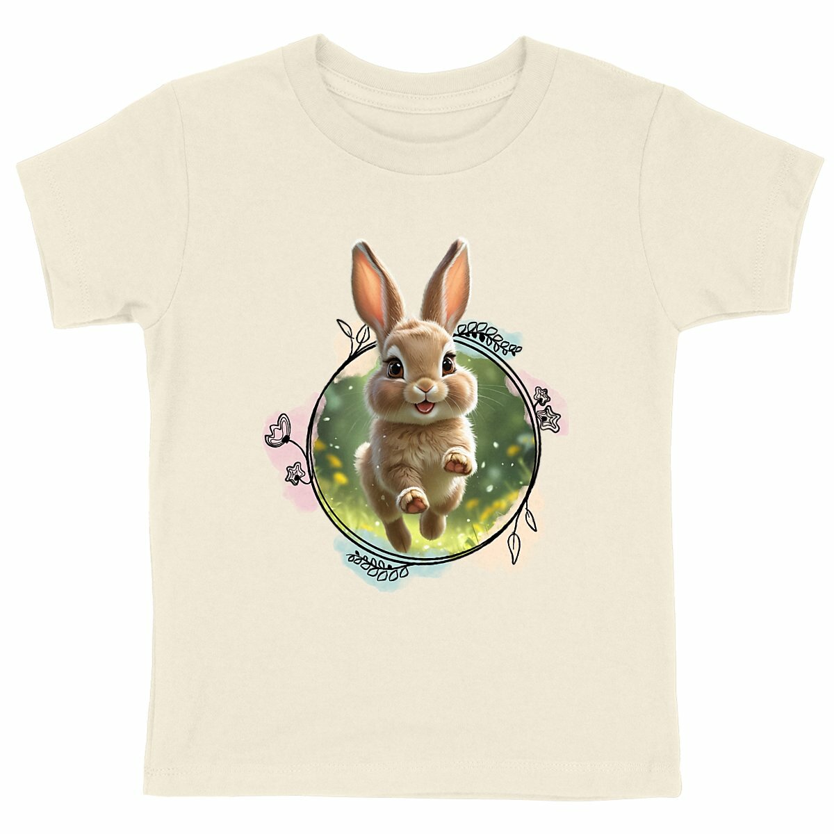 Camiseta pesada para niños con conejo feliz