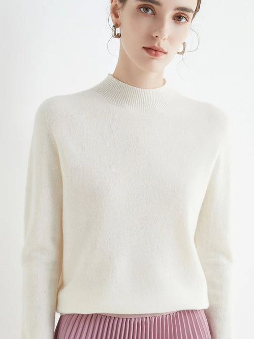 AOSSVIAO 2024 Autumn Winter Solid Mock-neck Pullover Sweater For Women