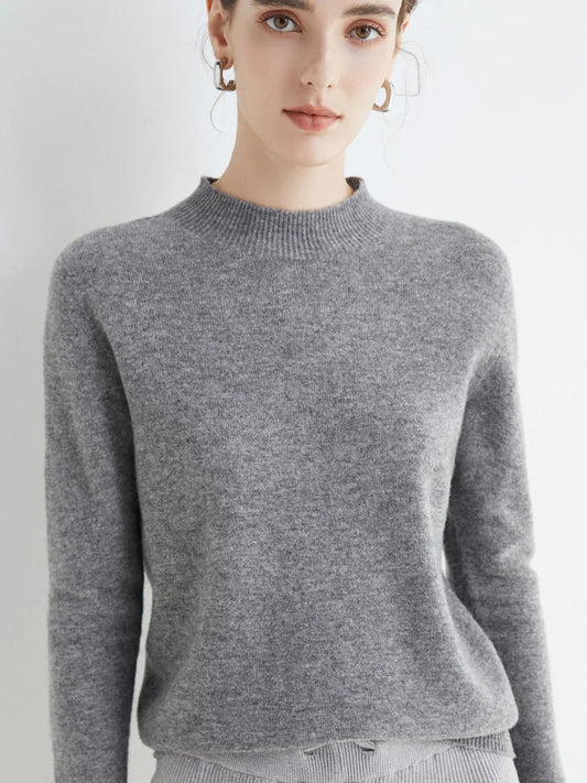 AOSSVIAO 2024 Autumn Winter Solid Mock-neck Pullover Sweater For Women