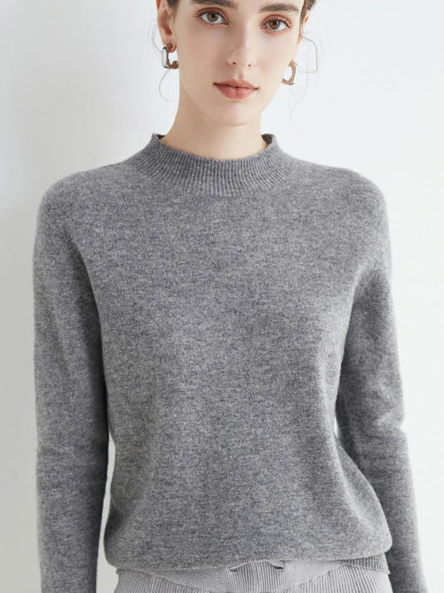 AOSSVIAO 2024 Autumn Winter Solid Mock-neck Pullover Sweater For Women