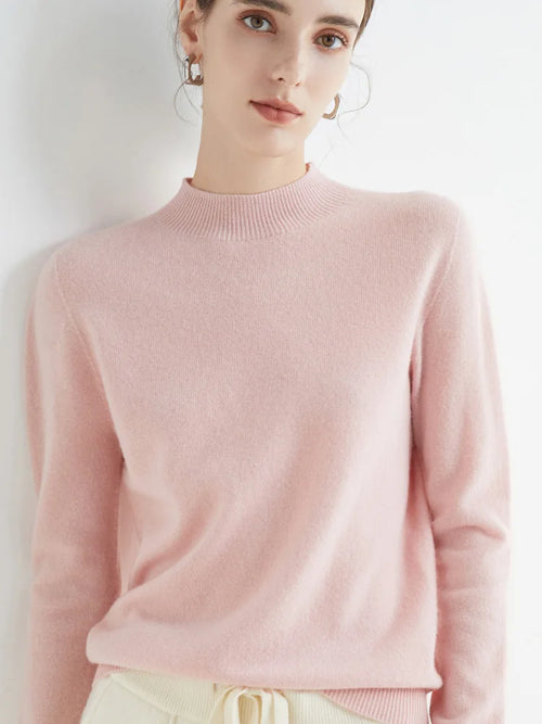 AOSSVIAO 2024 Autumn Winter Solid Mock-neck Pullover Sweater For Women