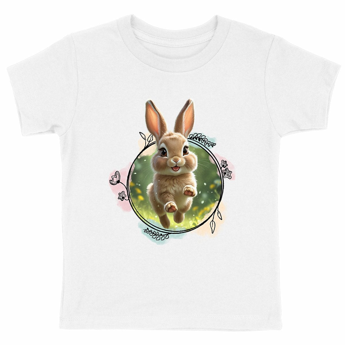 Camiseta pesada para niños con conejo feliz