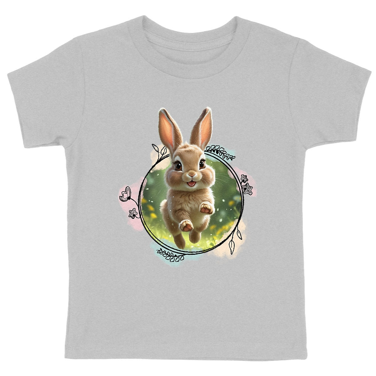 Camiseta pesada para niños con conejo feliz