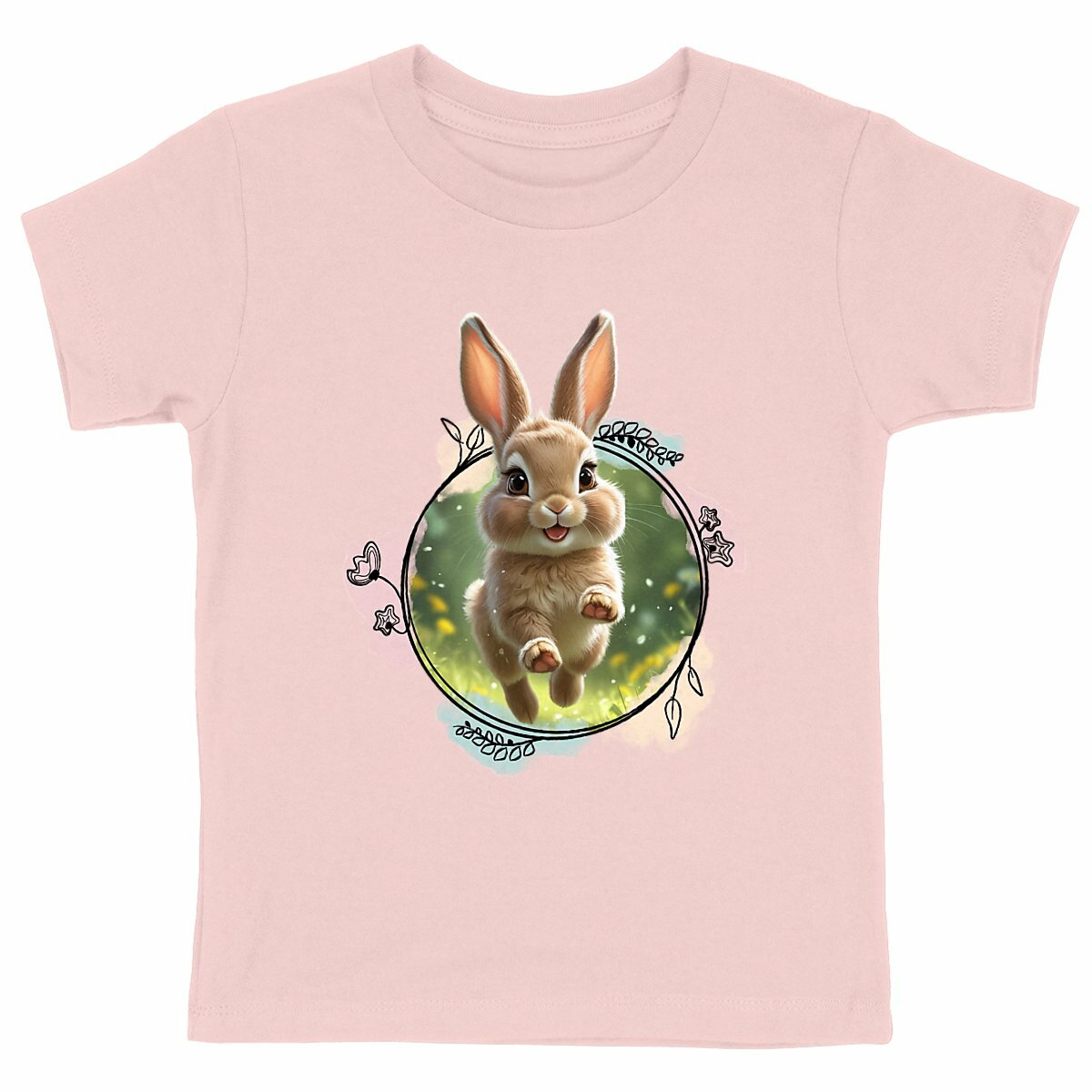 Camiseta pesada para niños con conejo feliz