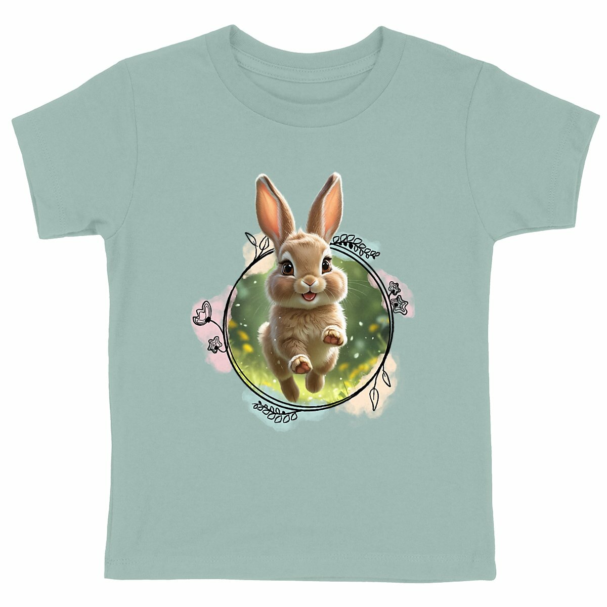 Camiseta pesada para niños con conejo feliz